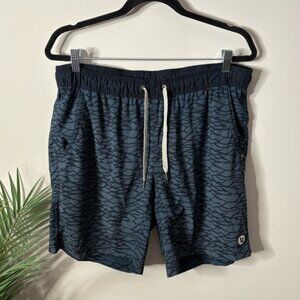 Vuori Core Blue Lined Patterned Drawstring Mens Short Size Medium